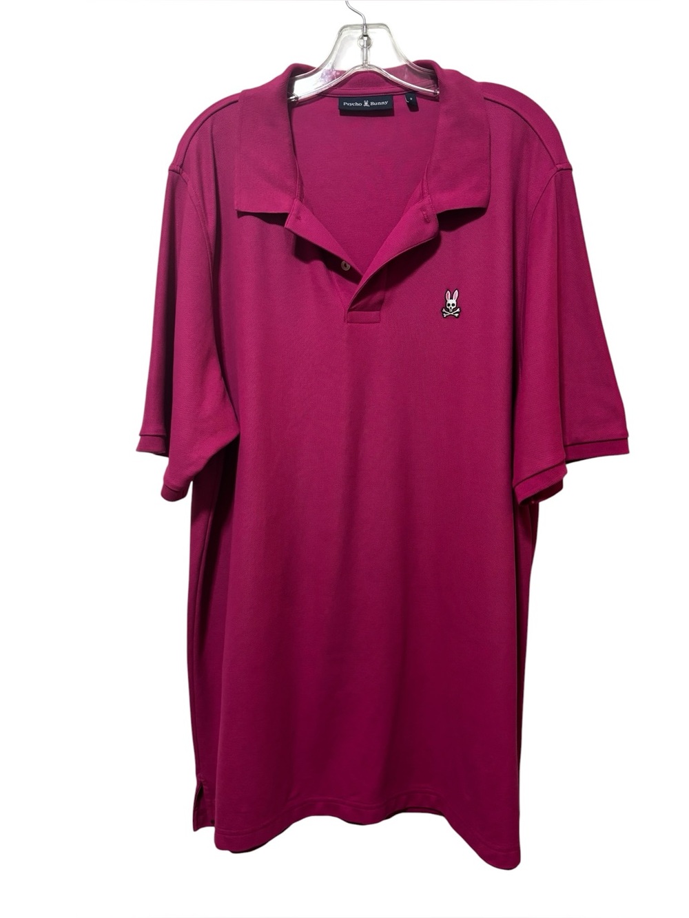Psycho Bunny Men’s Size 9 Magenta Pima Cotton Polo Shirt Embroidered Logo - Picture 2 of 9